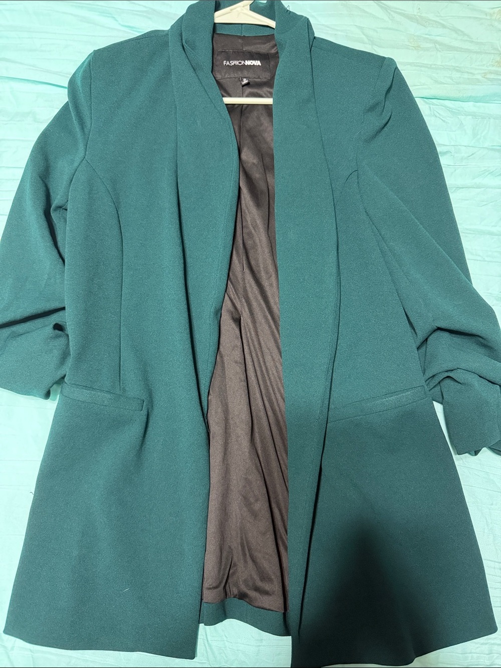 Fashion Nova Teal/GREEN Open-Front Blazer Jacket